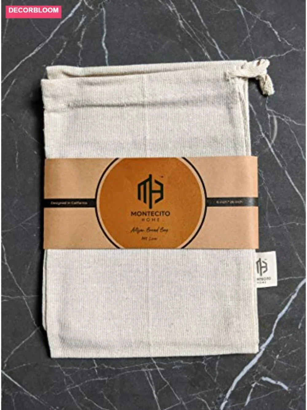 Linen Bread Bags Set of 2, Drawstring Storage